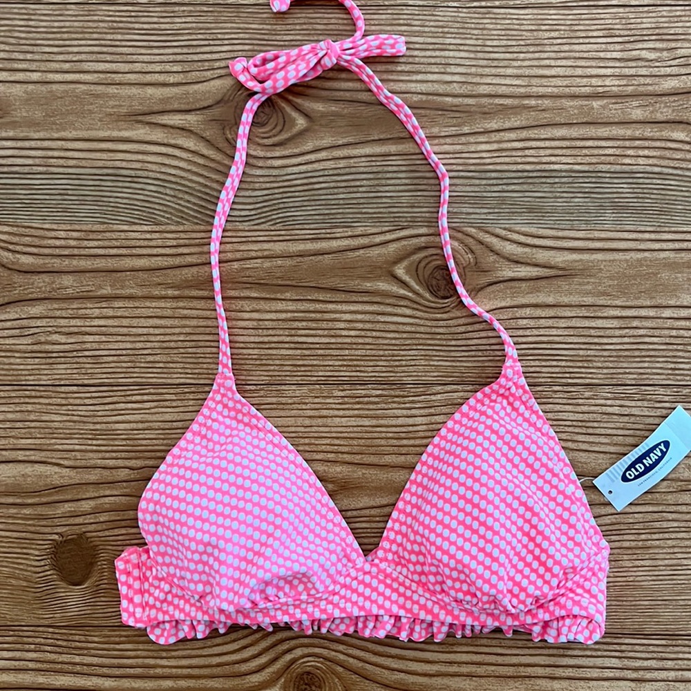 Host pick !!! Old Navy swim top  Xsmall pink with white polka dots nwt
